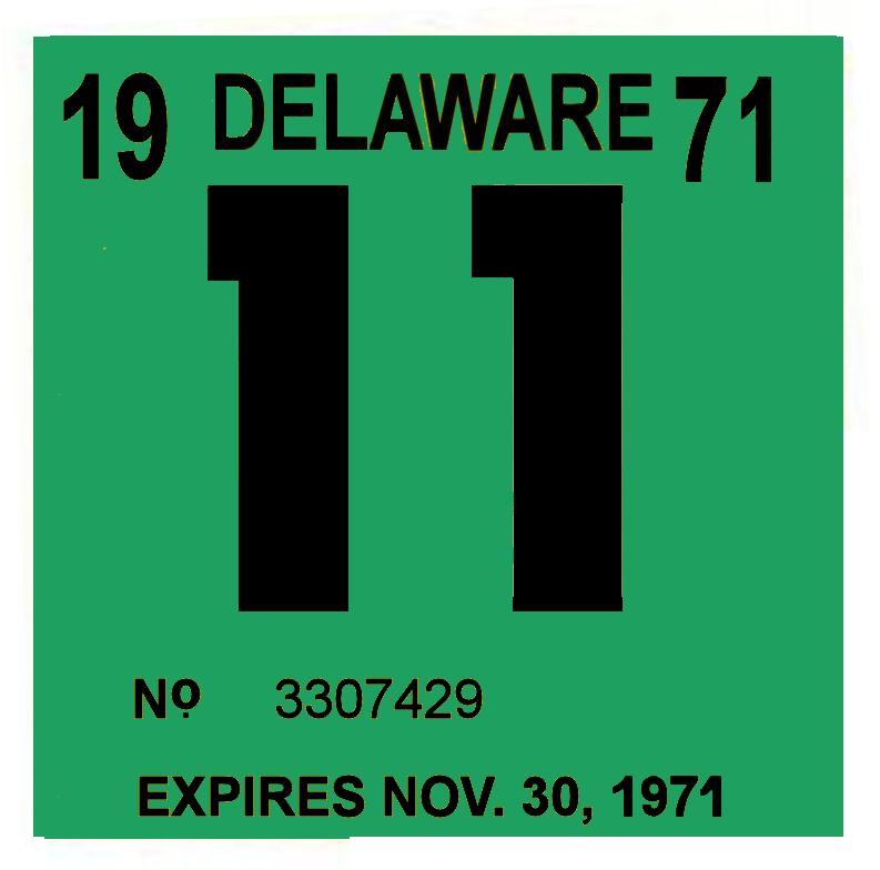 1971 Delaware INSPECTION Sticker